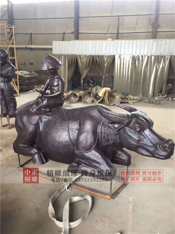 牧童骑牛铜雕