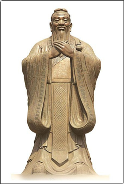 孔子铜像画