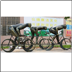 大型现代室外骑车人物铜雕塑