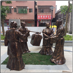 古代人物聊天铜雕塑