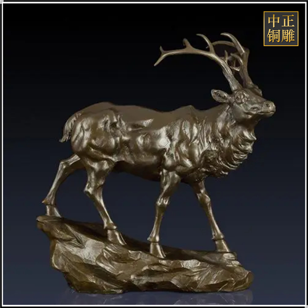 纯铜鹿工艺品.jpg