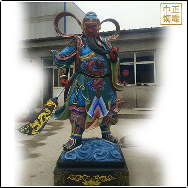 彩绘铜关公像铸造