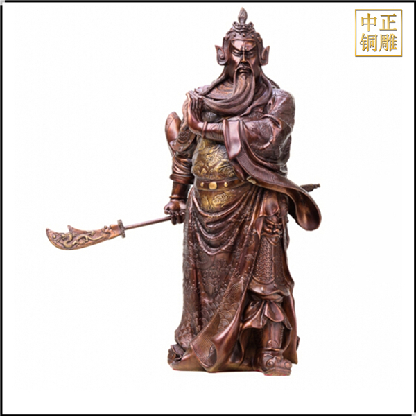 紫铜提刀关公像铸造