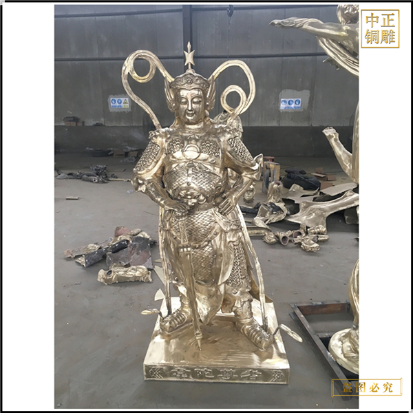 1.8米彩绘韦陀铜佛像