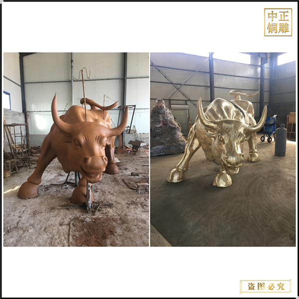 广场华尔街纯铜牛摆件