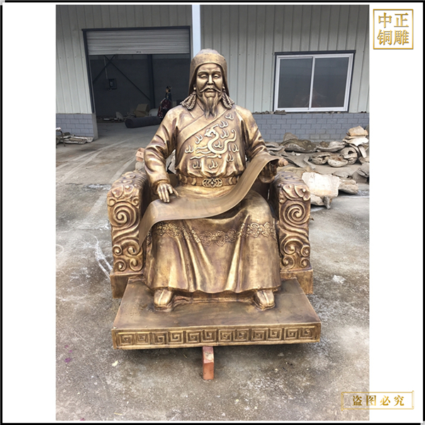 纯铜忽必烈人物雕塑铸造