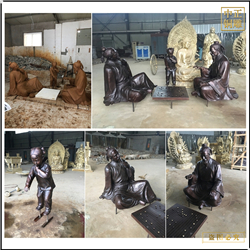 玩五子棋人物铜雕塑