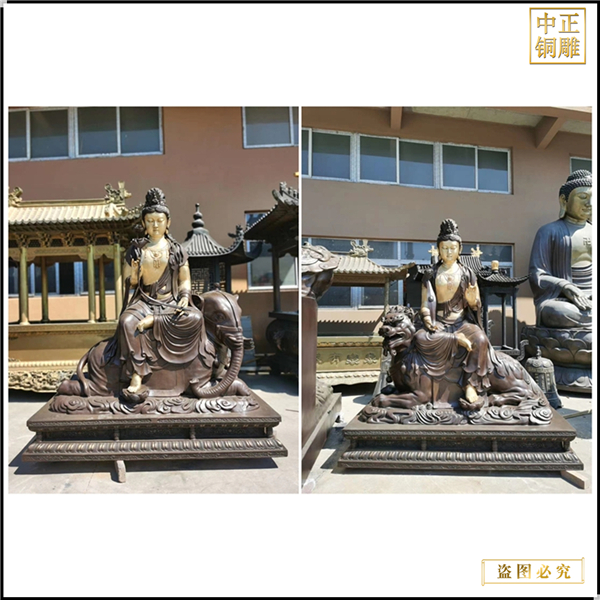 紫铜文殊普贤铜佛像