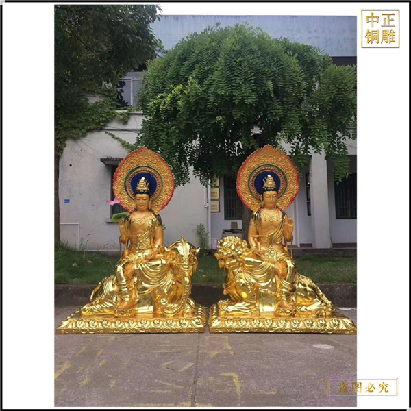 骑大象文殊普贤佛像