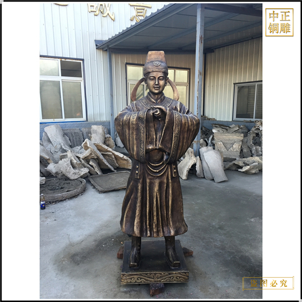 纯铜行礼古代人物雕塑