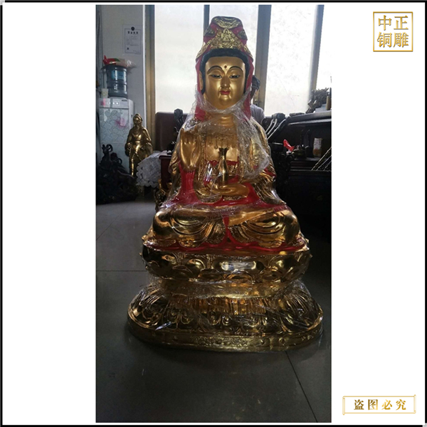 生产贴金观音菩萨铜像