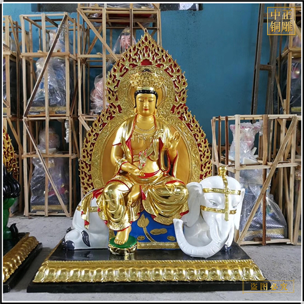 贴金文殊普贤菩萨佛像制作