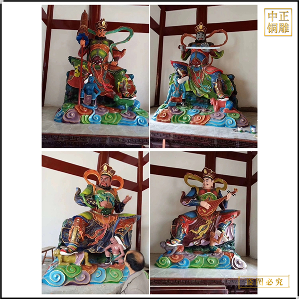 大型彩绘四大天王铜佛像定做