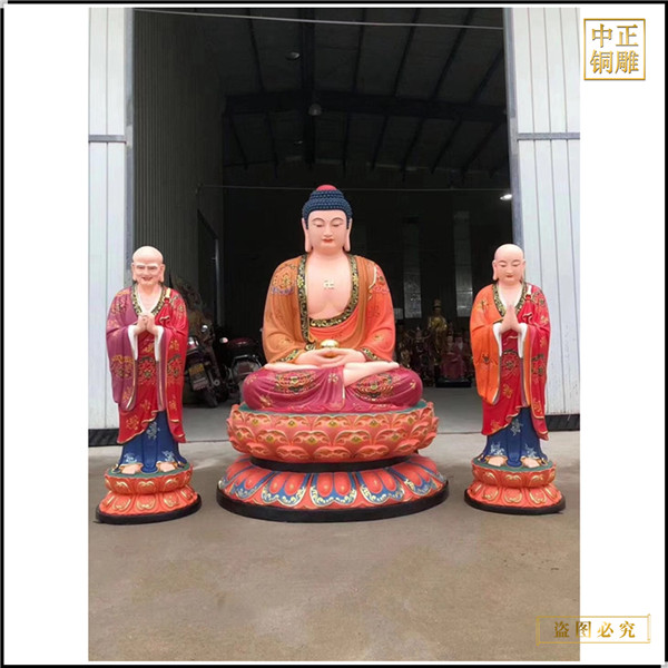 大型彩绘释迦牟尼佛铜像