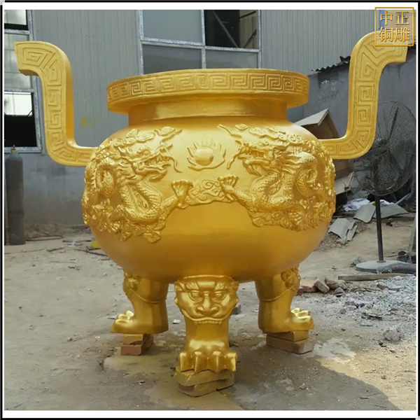 黄铜圆形铜香炉定制