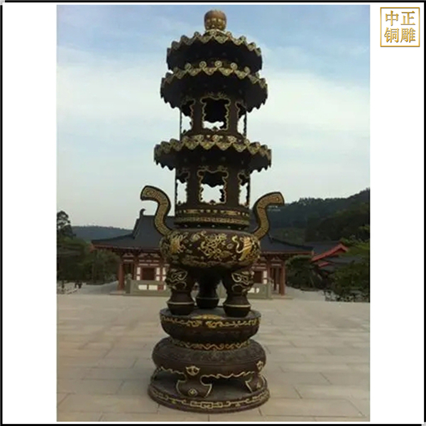 圆形双层铜香炉