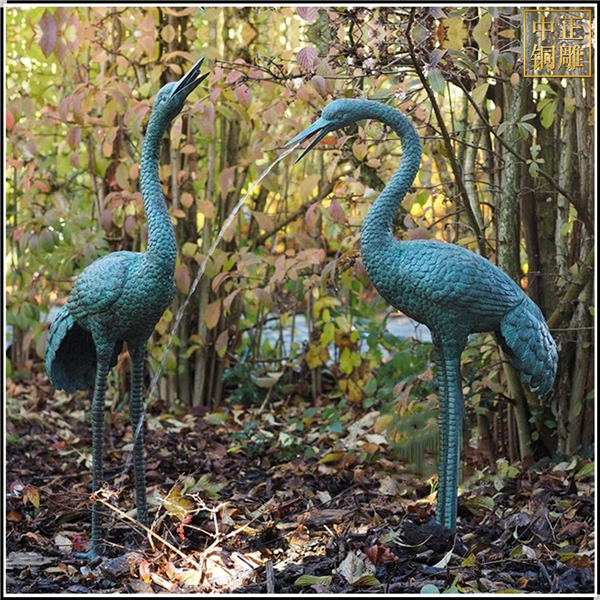 景观喷水铜鹤雕塑