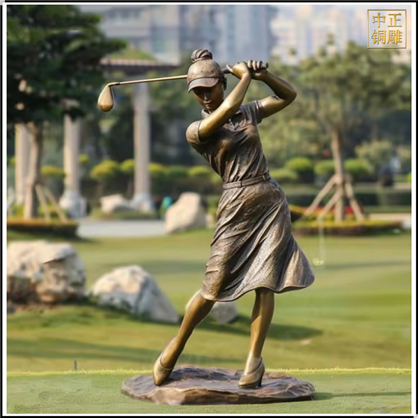 打高尔夫人物铜雕塑